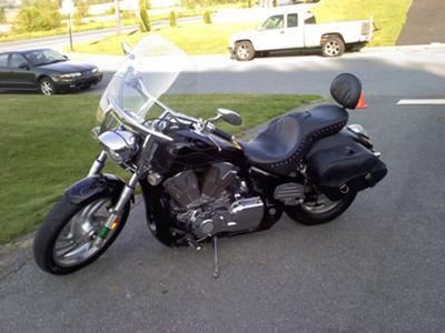 2004 Honda VTX1300C Custom Black, Red & Silver Flames Motorcycle Paint  by The Scarecrow