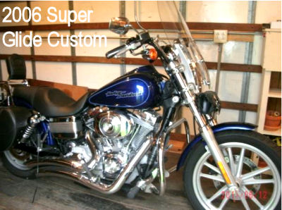 2006 Harley Super Glide Custom w cobalt blue paint color