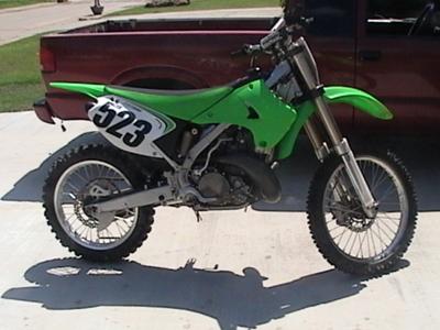 The 2007 Kawasaki KX 250 dirt bike for sale is a bright lime green motocross 