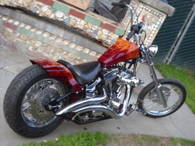 Custom Harley Wheels on Custom Harley Chopper Rear Fender Wheel And Exhaust