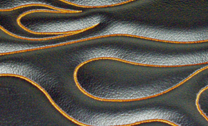 Custom Saddlemen Gel Seat Black Leather with Orange Stitched Flames