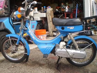 Mint blue 1984 Suzuki fa50 two speed moped scooter with automatic transmission