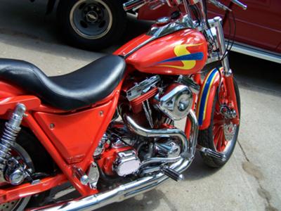 Custom Orange Motorcycle Paint 1997 MCC Custom Harley Lowrider 