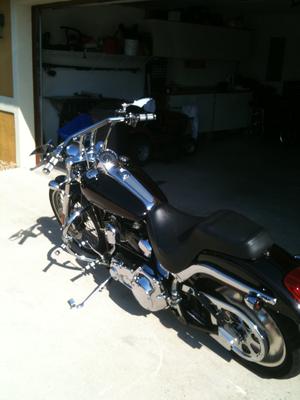 2001 Harley Davidson Softail Deuce Black House of Color Motorcycle Paint Job with Red Pinstripes