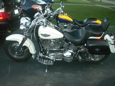100th Anniversary Edition Pearl White 2003 Harley Davidson Fatboy w Chrome Skull wheels, Front end and Arlen Ness Exhaust 