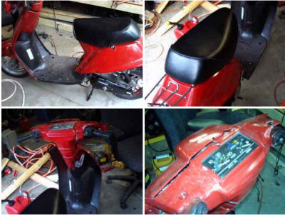 Red Yamaha Razz Scooter Moped  (this photo is for example only; please contact seller for pics of the actual moped scooter for sale in this classified)