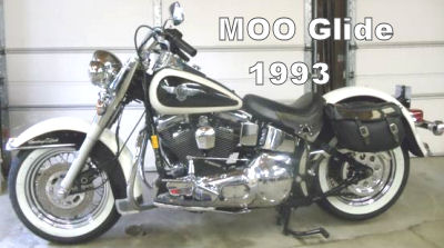 Black and Birch White 1993 Harley Davidson Softail Heritage FLSTN Nostalgia  Moo-Glide (this motorcycle is for example only; please contact seller for pics of the actual bike for sale)