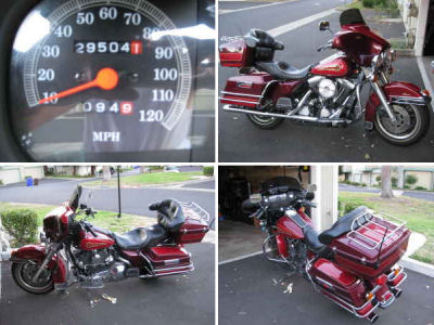 Two Tone Red and Burgundy 1995 Harley Davidson Electra Glide Classic FLHT