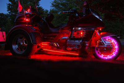Candy Spectra Red, Two Tone Paint 1999 Honda Goldwing Trike GL1500 Motorcycle Trailer LED Lights