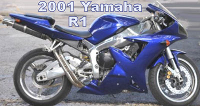 2001 Yamaha R1 lowered with a custom motorcycle paint job in blue