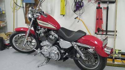 Red and White 2004 Harley Davidson Sportster