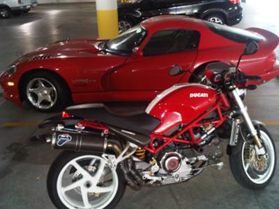 2005 Ducati Monster S4R w Red with white Rally stripe, white Marchesini 5-spoke wheels