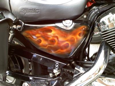  Orange and Black 2005 Harley Sportster 1200 XLC  Custom Paint Artwork