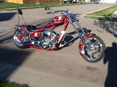 2006 Big Dog K-9 Chopper with red paint job with tribal accents