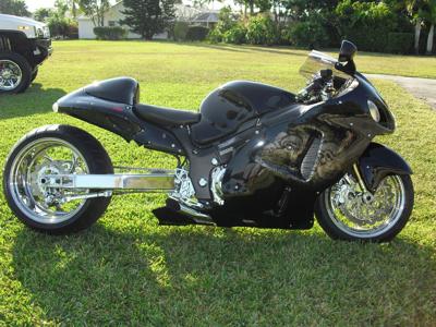 2007 Suzuki Hayabusa with Trac Dynamics Swingarm, Chrome Performance Machine Wheels (picture for example only)