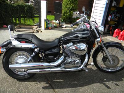 Black 2007 Honda Shadow Spirit Tribal Flames Custom Tank Motorcycle Paint (example, not the bike for sale in this ad)