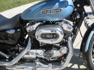 Vivid Black and Blue Pearl 2008 Harley Davidson Sportster 1200 XL Low Engine and Exhaust System