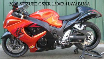 orange and black 2008 SUZUKI GSXR 1300R HAYABUSA (example only)