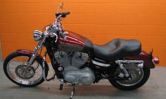 2009 Harley Davidson XL883C Sportster 883 Custom with RED HOT Paint and GOLD Color Pinstripes