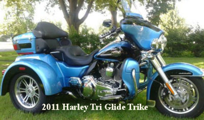 2011 Harley Tri Glide Trike (this motorcycle is for example only; please contact seller for pics of the actual Tri-Glide Trike for sale)