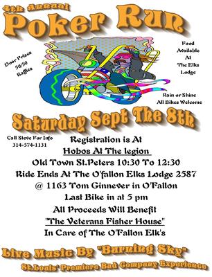 4th Annual Ofallon Elks Motorcycle Poker Run Flyer Poster
