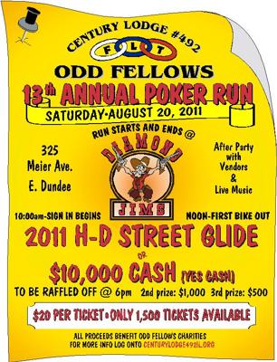 Century Lodge 492 13th Annual Poker Run Flyer Poster