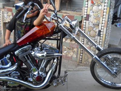 Custom Harley Chopper Front  Fender Wheel and Handlebars