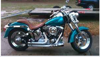 Custom Harley Davidson Fatboy w Colormania Paint Job, Ostrich Skin Seat, 95 cu in motor with cams