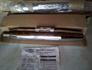 Like New Screamin' Eagle Chrome Exhaust Pipes  for a Harley Davidson Wide Glide FXGW 3 with original packaging and  product installation sheet 