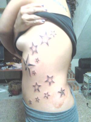Abdominal Nautical Stars Tattoo - Freshly inked