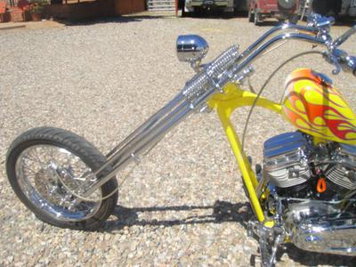 Front rake of the 2001 custom chopper motorcycle