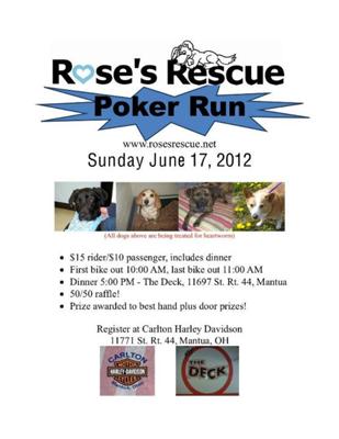 Rose's Rescue Motorcycle Poker Run Flyer Poster