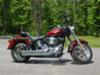 2005 Harley Davidson Fatboy 15th Anniversary FLSTF (not fuel injected) w red python staggered dual exhaust and tank patch.