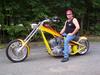 Yellow 2006 American Ironhorse LSC Chopper with Pearl Color Flame Paint Job 