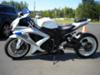 White and Black 2008 Suzuki GSXR 600 with extended front end and Aftermarket Accessories