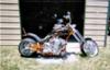 Custom Harley Bobber Burnt Orange Paint and Tank Graphics 