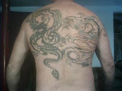 Exotic Dragon Upper Back Tattoo