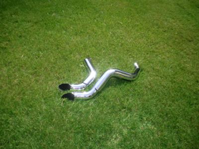 Used Shorty Custom Exhaust System. Short and curvy motorcycle exhaust pipes that came off of my Big Bear Chopper