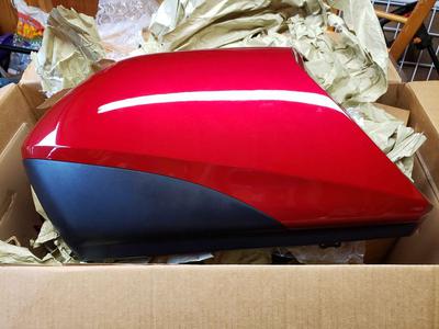 Candy Prominence Red saddle bags for a Honda Goldwing motorcycle