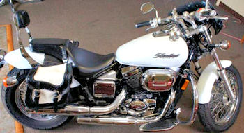 2003 Honda Shadow Spirit 750 motorcycle with white paint color option