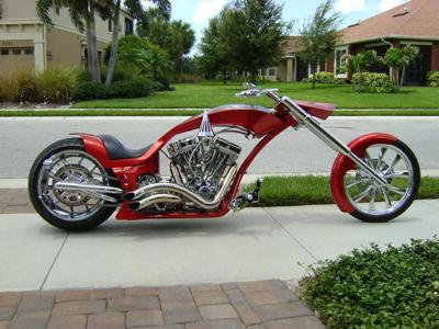 Custom 2006 PITBULL Chopper w Graphics Candy Pearl Tangerine House of Colors Paint