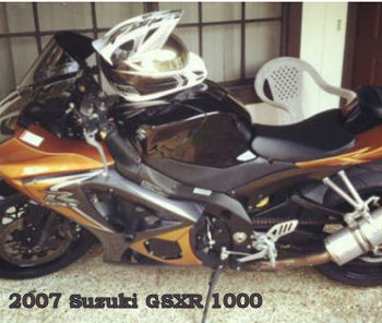 2007 Suzuki GSXR 1000 motorcycle with a custom gold and brown two tone paint job