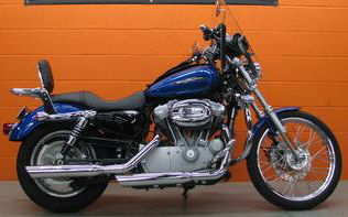 2009 Harley Davidson XL883C - Sportster 883 Custom with Flame Blue Pearl  Paint color and Pinstripes