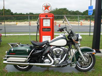 2011  FLHR-P, Harley Davidson, Road King Police Motorcycle with green and black paint color