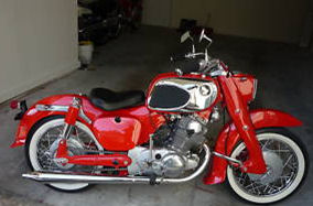 custom 1965 Honda CA77 305 Dream motorcycle red