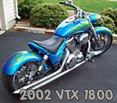 2002 honda vtx 1800 motorcycle electric blue