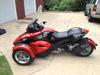 2009 CanAm Spyder with burgundy red and black paint color combination