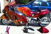 Custom 2004 Suzuki Hayabusa Motorcycle w custom red and orange paint job with Red and Orange flames and burning skulls (this photo is for example only; please contact seller for pics of the actual street bike for sale in this classified)