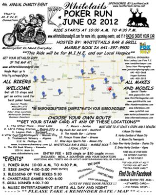 Whitetails Bar and Grill Poker Run in Iowa June 2 2012